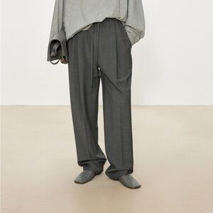 CHICJOC Women Luxury Wool Blend Wide Leg Pants High Waist and Silk Lining